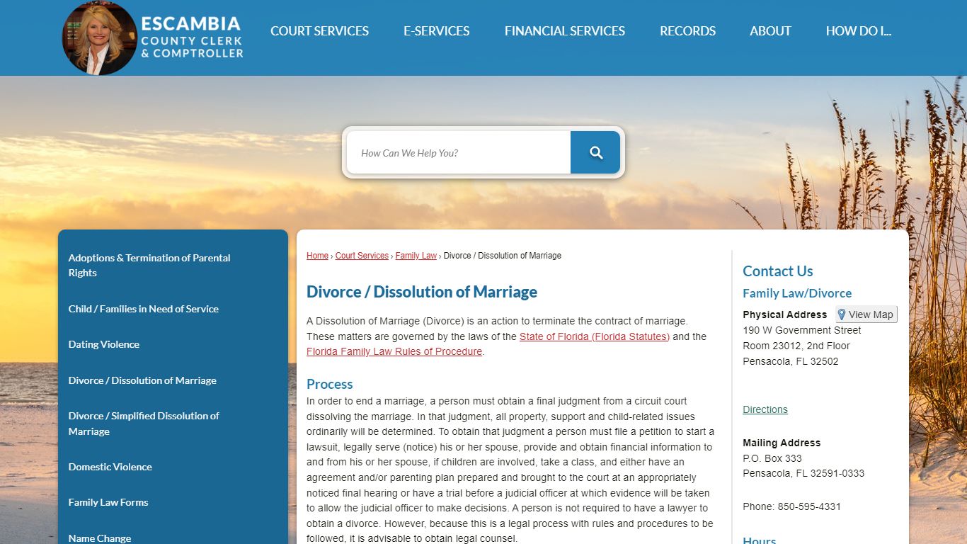 Divorce / Dissolution of Marriage | Escambia County Clerk, FL